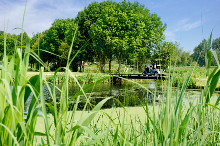 De prefab composietbrug die FiberCore Europe leverde aan Golfbaan Hitland